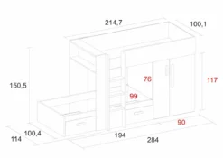 Cama Tren 90X190 Con Escalera LUPY 8K -Conforama Tienda de ventas 6666332529c0589768c7a5c513576e4ae16cd448 Medidas tren LUPY