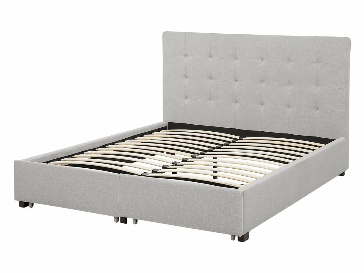 Cama Con Almacenaje De Poliéster Gris Claro/negro 140 X 200 Cm LA ROCHELLE 7 Cama Con Almacenaje De Poliéster Gris Claro/negro 140 X 200 Cm LA ROCHELLE - Imagen 7