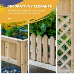 Outsunny Huerto Urbano Elevado De Madera 90x30x90 Cm Mesa De Cultivo De Jardín Con Estante Inferior Seto Decorativo Y 4 Orificios De Drenaje Para Plantas Macetas Flores Natural -Conforama Tienda de ventas 67c7c0dec8f4ce453ddbf86a6e16c4619f9dd86d bdd8d93dbe664fc294f7e66346146b77