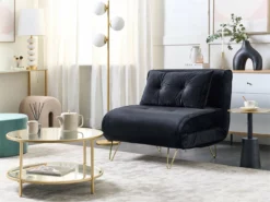 Sofá Cama De Terciopelo Negro/dorado VESTFOLD