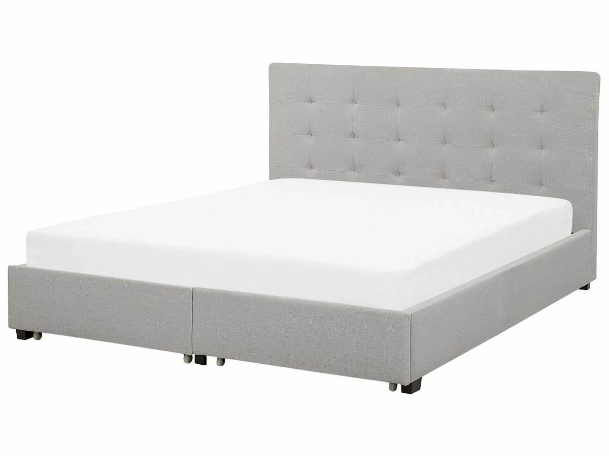 Cama Con Almacenaje De Poliéster Gris Claro/negro 180 X 200 Cm LA ROCHELLE 5 Cama Con Almacenaje De Poliéster Gris Claro/negro 180 X 200 Cm LA ROCHELLE - Imagen 5