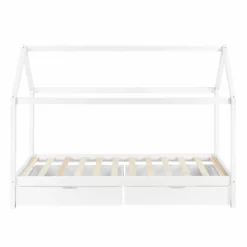 Cama Infantil Lund - Forma De Casa - Con 2 Almacenamientos - Pino - 200 X 90 Cm Blanco Mate [en.casa] -Conforama Tienda de ventas 69e9574aa3ead237b0e604523df5f44b03c35037 db2963ad70a94c9590e68d58d0cc7211