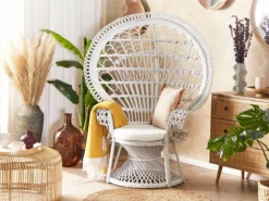 Silla Pavo Real De Ratán Blanco EMMANUELLE