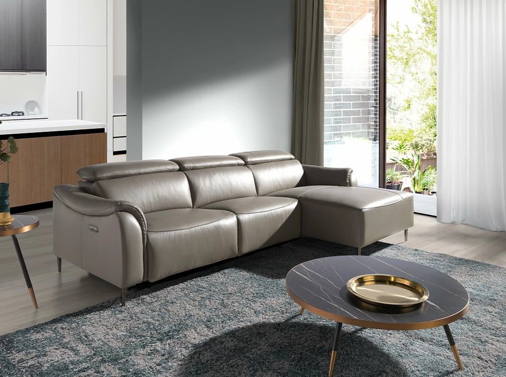 Sofá Chaise Longue (R) Tapizado En Piel De Origen Vacuno Color Gris Oscuro. Reposacabezas Articulados Independientes Manuales Y Asiento Laterial Con Mecanismo Eléctrico De Relax. 2 Sofá Chaise Longue (R) Tapizado En Piel De Origen Vacuno Color Gris Oscuro. Reposacabezas Articulados Independientes Manuales Y Asiento Laterial Con Mecanismo Eléctrico De Relax. - Imagen 2