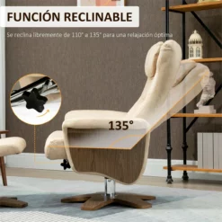 HOMCOM Sillón De Salón Con Otomana Reposapiés Tapizado En Microfibra Sillón Relax Reclinable Hasta 135° Y Giratorio 360° Con Respaldo Ajustable Para Salón Oficina 78x83x103 Cm Beige -Conforama Tienda de ventas 6e5759043a6a4d6a05d69b6a420269246cbc8f41 3e26eee64d22468482f073f63cef81bb
