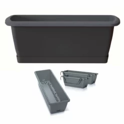 Prosperplast Jardinera Para Balcón Respana Easycare, Dimensiones (Mm) 397X190X140, Color Antracita