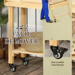 Outsunny Huerto Urbano Elevado De Madera Con Ruedas Mesa De Cultivo Con Enrejado Cama De Jardín Elevado Con Tela No Tejida Y Orificio De Drenaje Para Plantas Flores 79x29x130 Cm Natural -Conforama Tienda de ventas 7025afc81bbb064001725a2b9651da290b740f1f 52a85dfe90164038a0a4a704c1a1aef0