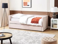 Cama Con Somier De Pana Beige/rosa Salmón 90 X 200 Cm MIMIZAN -Conforama Tienda de ventas 731921d2c839d6b3f31412fb4de3be0b10da31d4 9246fbf911124afba0cdf1530c545f74