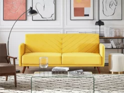 Sofá Cama De Terciopelo Amarillo SENJA