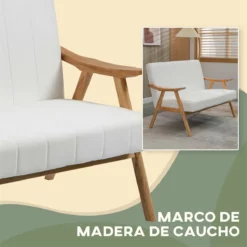 HOMCOM Sofá De 2 Plazas Moderno Sofá De Salón Decorativo Tapizado En Poliéster Con Asiento Acolchado Y Patas De Madera Para Dormitorio Carga 200 Kg 126x74x82 Cm Crema -Conforama Tienda de ventas 74ec14858ece5ac4e8e3ecce7d8998bb1054edc4 4737f725b9ee4b76a791083492d9d699