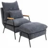 HOMCOM Sillón Relax Con Reposapiés Sillón Reclinable Con Respaldo Ajustable Tapizado En Pana Marco De Acero Y Cojines Para Salón Dormitorio 68x91,5x88 Cm Gris