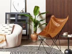 Sillón De Piel Sintética Marrón Dorado/negro NYBRO