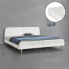 Cama Doble Tapizada Silkeborg MDF/Polipiel Colchón De Espuma Fría 180x200 Cm - Blanco [en.casa]