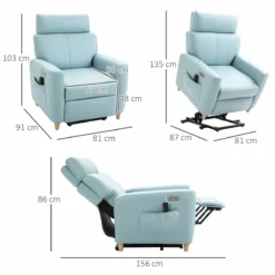 HOMCOM Sillón Levanta Personas Sillón Relax Eléctrico Tapizado En Microfibra Con Reclinación 143° USB Reposacabezas Ajustable Reposapiés Y Bolsillo Lateral Carga 150 Kg 81x91x103 Cm Azul -Conforama Tienda de ventas 76160c5cd68b56d77eeb21a2892d08640ebc87cd 6110ddf09b1f41df965e4e2a71e21bcc