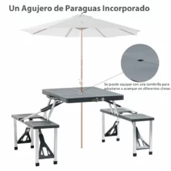 Outsunny Mesa Maleta De Camping Plegable Portátil 4 Asientos Y Agujero Sombrilla Estructura Aluminio Playa Picnic 136x84,5x66 Cm (Gris) -Conforama Tienda de ventas 766668dffd9b3e0e96c053f100b3f21e2b263ea0 5527c15cec754653b1b5182eafccd34e