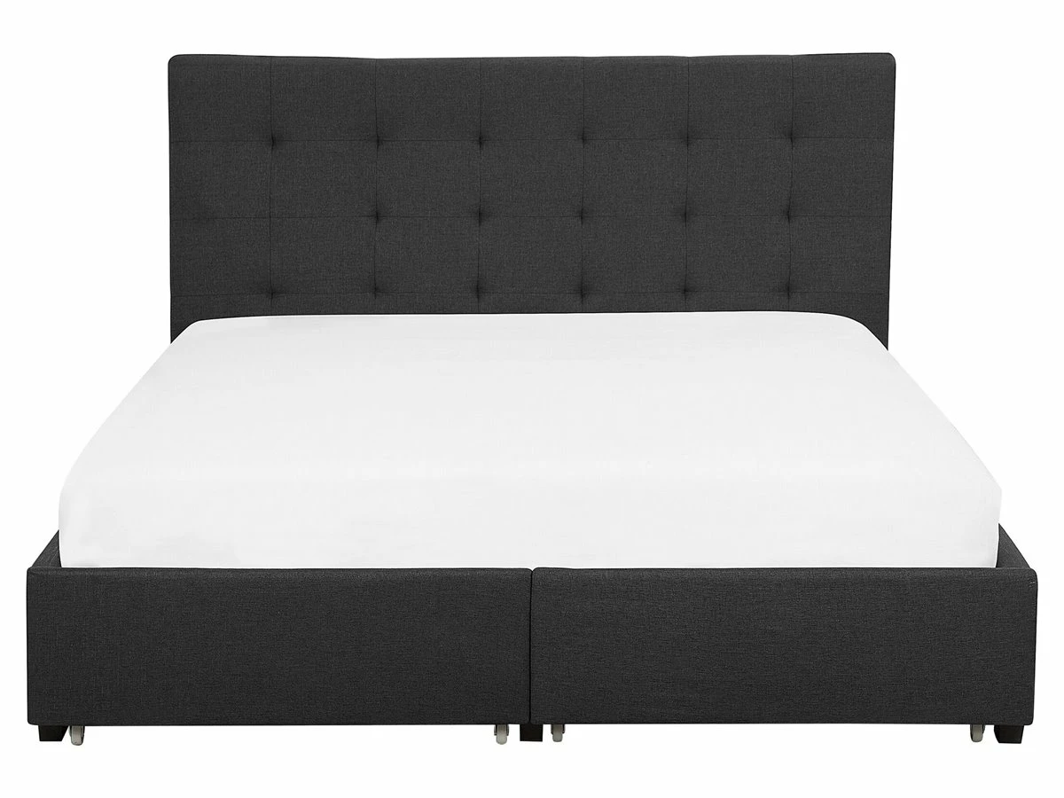 Cama Con Almacenaje De Poliéster Gris Oscuro/negro 160 X 200 Cm LA ROCHELLE 5 Cama Con Almacenaje De Poliéster Gris Oscuro/negro 160 X 200 Cm LA ROCHELLE - Imagen 5