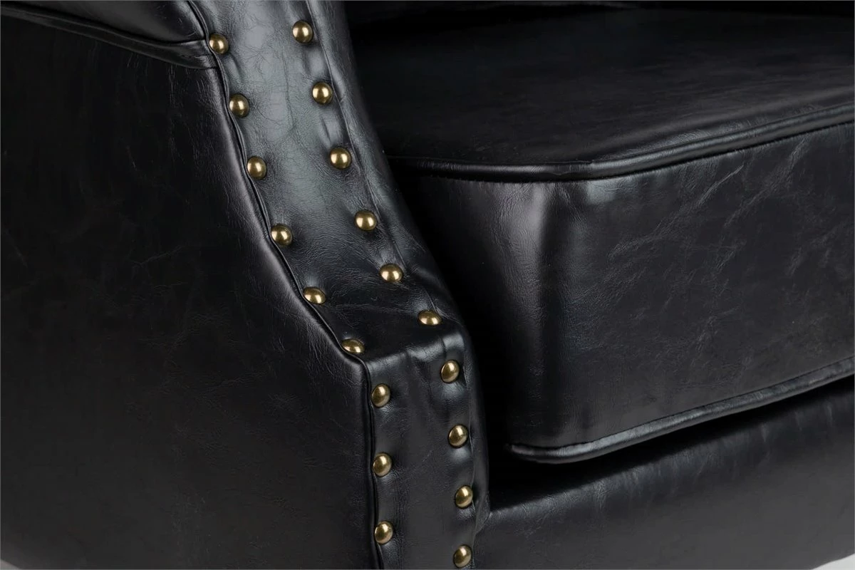 Sillón Pu Patas De Madera Negro Adda Home 70x76x106 Cm 5 Sillón Pu Patas De Madera Negro Adda Home 70x76x106 Cm - Imagen 5