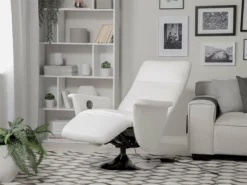 Sillón Reclinable En Piel Sintética Blanco PRIME