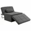 HOMCOM 3 En 1 Sofá Cama Individual Tapizada En Lino Sillón Reclinable En 5 Posiciones Convertible Reposapiés Con Reposacabezas Para Salón Carga 200 Kg 95x189x43 Cm Gris