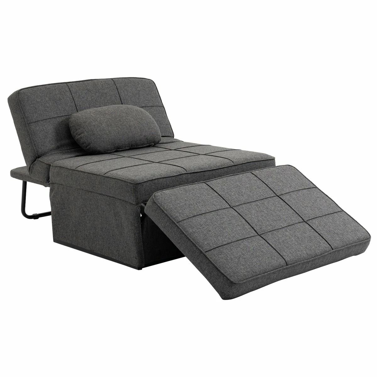HOMCOM 3 En 1 Sofá Cama Individual Tapizada En Lino Sillón Reclinable En 5 Posiciones Convertible Reposapiés Con Reposacabezas Para Salón Carga 200 Kg 95x189x43 Cm Gris 1 HOMCOM 3 En 1 Sofá Cama Individual Tapizada En Lino Sillón Reclinable En 5 Posiciones Convertible Reposapiés Con Reposacabezas Para Salón Carga 200 Kg 95x189x43 Cm Gris