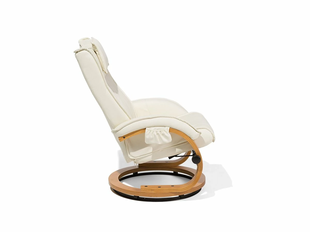 Sillón De Masaje De Piel Sintética Beige/madera Clara MAJESTIC 8 Sillón De Masaje De Piel Sintética Beige/madera Clara MAJESTIC - Imagen 8