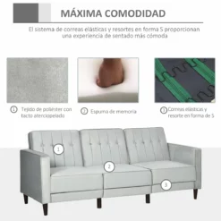 HOMCOM Sofá Cama Con Chaise Longue De 3 Plazas Convertible Con Reposapiés Movible Respaldo Ajustable Y Reposabrazos Tacto Aterciopelado 218x85x86 Cm Gris Claro -Conforama Tienda de ventas 7979b7617db1b5451684e754cf17f903dab769b9 4e463971c607477c89abcdd8869773e4