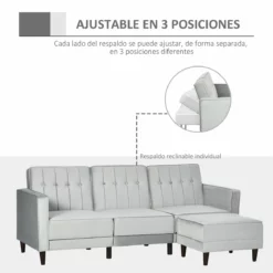 HOMCOM Sofá Cama Con Chaise Longue De 3 Plazas Convertible Con Reposapiés Movible Respaldo Ajustable Y Reposabrazos Tacto Aterciopelado 218x85x86 Cm Gris Claro -Conforama Tienda de ventas 79910812436d4185886bfa0d0c77b148dd04c1e1 0528f8b613e44cba876843dcade419c2