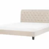 Cama Con Somier De Poliéster Beige/madera Oscura 180 X 200 Cm REIMS