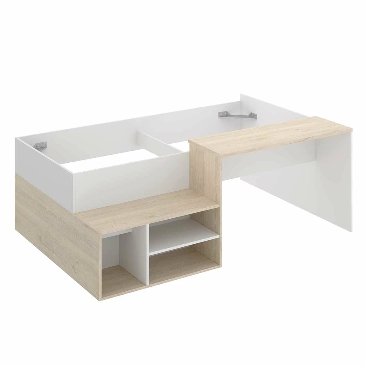 Cama Compacta Con Escritorio Kric Blanco/natural 72x195x134 Cm 2 Cama Compacta Con Escritorio Kric Blanco/natural 72x195x134 Cm - Imagen 2