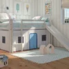 Cama Alta Para Niños Con Tobogan Y Escalera De Madera De Pino- Venprodin - Color Blanco Decapé