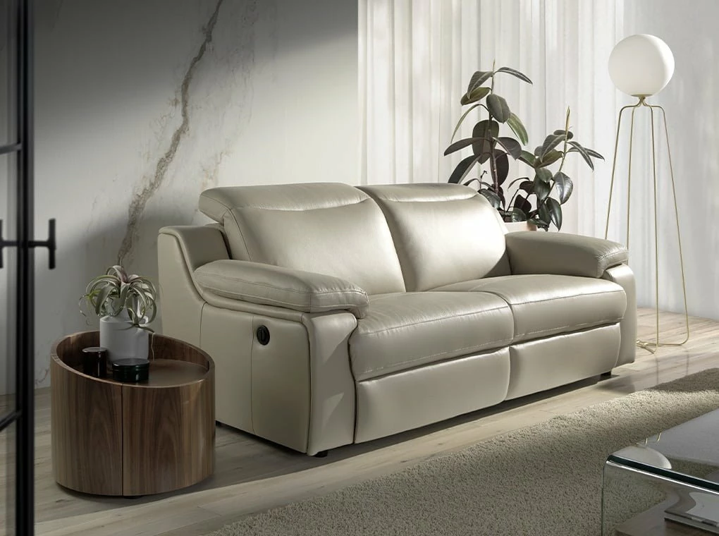 ANGEL CERDA Sofá 3 Plazas Piel Vacuno Gris Taupé 2 ANGEL CERDA Sofá 3 Plazas Piel Vacuno Gris Taupé - Imagen 2