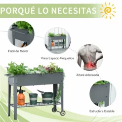 Outsunny Huerto Urbano Jardinera Elevada De Metal Cama De Jardín Con Ruedas Asa Lateral Y Estante Inferior Para Cultivo Plantas Hortalizas Flores 104x39x80 Cm Gris -Conforama Tienda de ventas 7e9d7b855ce74aca8a7bfd23113709a6a6011f6b 591535ad6f8c43259e1329d00dec4de8