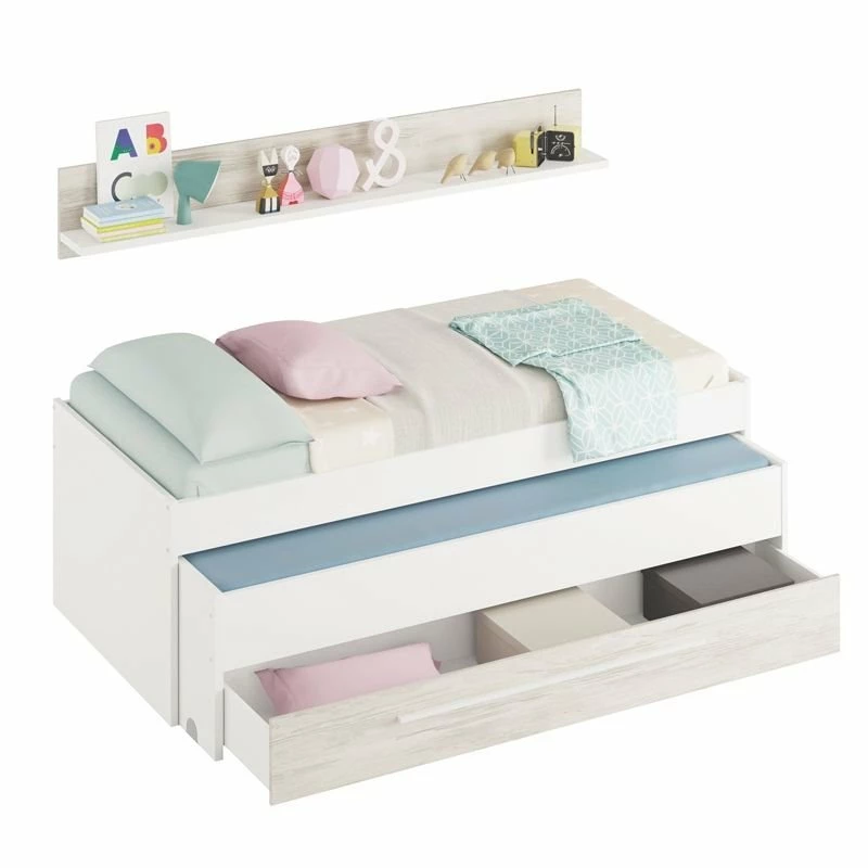 Cama Doble Juvenil Con Estante Elliot Blanco Artik (Blanco Mate) – Blanco Velho 199(cama)/180(estante) X 65(cama)/22,5(estante) X 96(cama)/19(estante) 1 Cama Doble Juvenil Con Estante Elliot Blanco Artik (Blanco Mate) – Blanco Velho 199(cama)/180(estante) X 65(cama)/22,5(estante) X 96(cama)/19(estante)