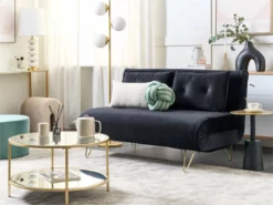 Sofá Cama 2 Plazas De Terciopelo Negro/dorado VESTFOLD