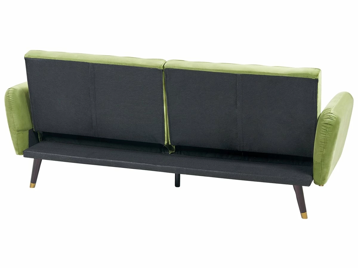 Sofá Cama 3 Plazas De Terciopelo Verde Oliva/negro VIMMERBY 5 Sofá Cama 3 Plazas De Terciopelo Verde Oliva/negro VIMMERBY - Imagen 5