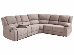 Sofá Esquinero 5 Plazas Reclinable Manual Gris Pardo ROKKE