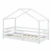 Cama Para Niños Knätten En Diseño De Casa Con Somier Madera Pino 90 X 200 Cm Blanco Lacado Mate [en.casa]
