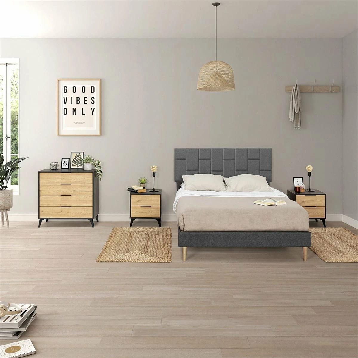 Estructura De Cama Tapizada Sorni 90x190 Cm, Gris Oscuro 6 Estructura De Cama Tapizada Sorni 90x190 Cm, Gris Oscuro - Imagen 6