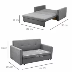 HOMCOM Sofá Cama De 2 Plazas Tapizado En Algodón Con 2 Cojines Desmontables Reposabrazos Y Base De Almacenaje Sofá Doble Moderno Para Salón Oficina 152x101x81 Cm Gris -Conforama Tienda de ventas 86bc3a88ee47f149c227525e46c1a07ce91b5d21 dec6c960504349898cc452fe703bf3ea
