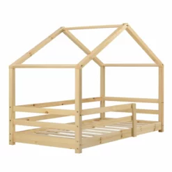 Cama Para Niños Knätten - Casita - Con Colchón Ortopédico, Reja Y Somier - Pino 80 X 160 Cm - Natural [en.casa] -Conforama Tienda de ventas 881aa21d1746fcf1c797a9b0b0a598a3c5f23975 6cfe26057392462f875f62d3770529ad