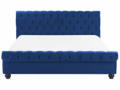 Cama Con Somier De Terciopelo Azul Marino/madera Oscura 180 X 200 Cm AVALLON -Conforama Tienda de ventas 881f1d42be2d51bec6ac769a2fdcc63b6b9486e7 29a7c35bc1ad4ba6af83fe2d0ccd151e