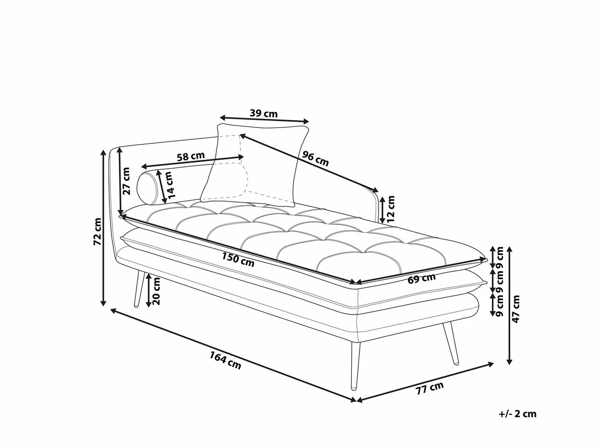 Chaise Longue De Terciopelo Marrón Claro/blanco/dorado GONESSE 3 Chaise Longue De Terciopelo Marrón Claro/blanco/dorado GONESSE - Imagen 3