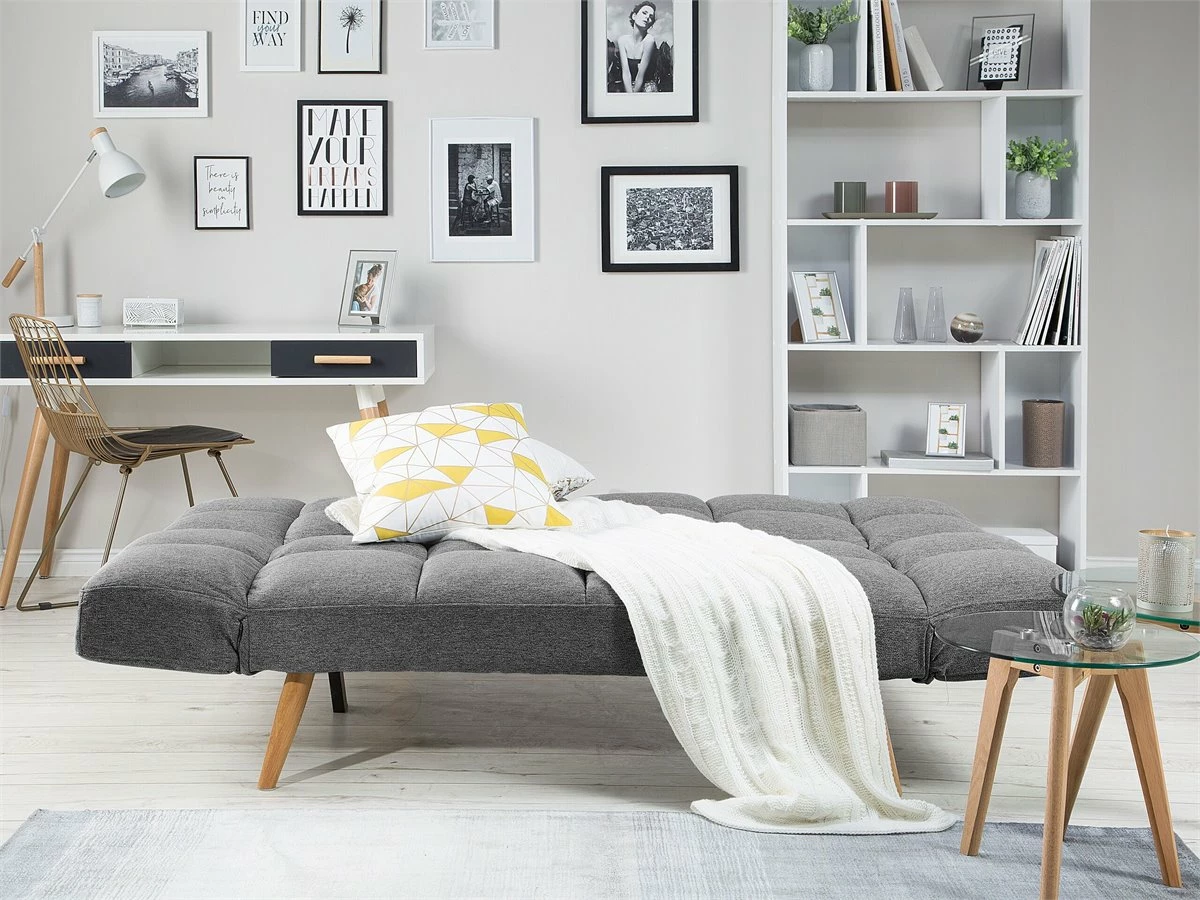 Sofá Cama 3 Plazas Tapizado Gris Oscuro INGARO 4 Sofá Cama 3 Plazas Tapizado Gris Oscuro INGARO - Imagen 4