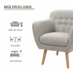 HOMCOM Butaca Moderna Con Patas De Madera Sillón Individual Estilo Nórdico Acolchado Para Salón Dormitorio 71x62x78 Cm Beige 12 HOMCOM Butaca Moderna Con Patas De Madera Sillón Individual Estilo Nórdico Acolchado Para Salón Dormitorio 71x62x78 Cm Beige -Conforama Tienda de ventas 8d9bf90ddff954111b650d8697b76f151c8c6a09 2cf061f4f5cb424abd43eb2cde506cd5