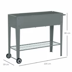 Outsunny Huerto Urbano Jardinera Elevada De Metal Cama De Jardín Con Ruedas Asa Lateral Y Estante Inferior Para Cultivo Plantas Hortalizas Flores 104x39x80 Cm Gris -Conforama Tienda de ventas 8e57ef4190d09d79bbd21e7169c7cce32b7ac1aa b5ade4464e1241e8bca730c958aa826c