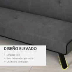 HOMCOM Sofá Cama De 3 Plazas Diseño 2 En 1 Plegable Sin Reposabrazos Tapicería En Tela Con Toque Aterciopelado Patas Elevadas Acolchado Cómodo 170x76x72,5 Cm Gris -Conforama Tienda de ventas 8ecbc8410b2b84e6907bd70f89025965019592b4 e2b572bc57c64d57921d485788f96bec