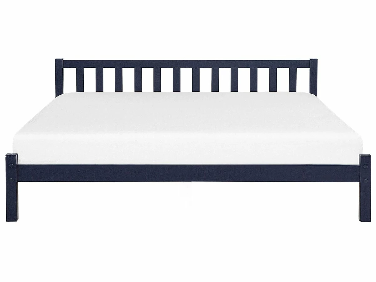 Cama Con Somier De Madera De Pino Azul Marino 180 X 200 Cm FLORAC 4 Cama Con Somier De Madera De Pino Azul Marino 180 X 200 Cm FLORAC - Imagen 4