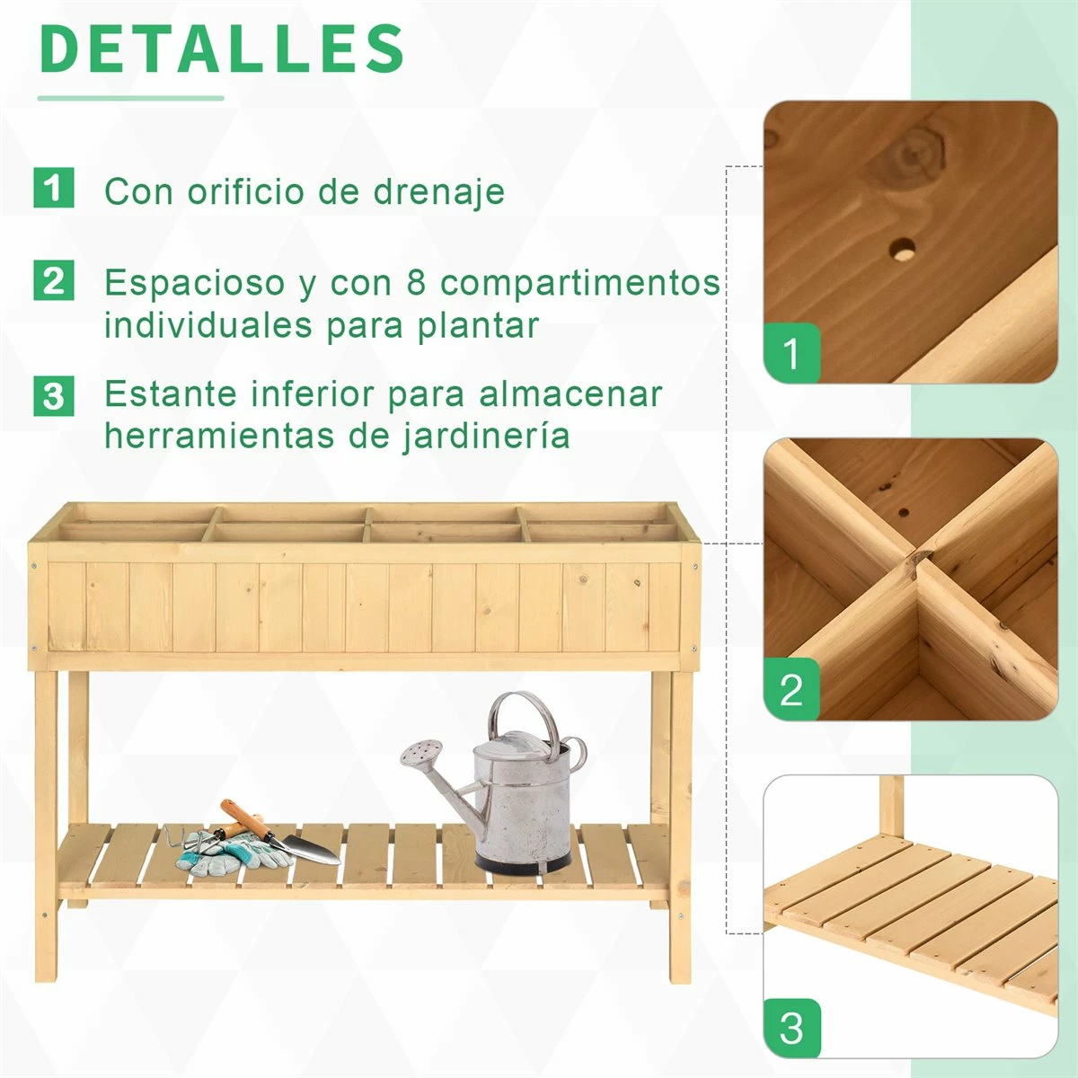 Outsunny Huerto Urbano De Madera 120x60x81 Cm Jardinera Elevada Para Cultivo De Plantas Flores Con Estante Inferior Para Jardín Terraza Exterior Natural 5 Outsunny Huerto Urbano De Madera 120x60x81 Cm Jardinera Elevada Para Cultivo De Plantas Flores Con Estante Inferior Para Jardín Terraza Exterior Natural - Imagen 5