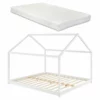 Cama Para Niños Cerro Con Colchón En Forma De Casa Madera Pino 180 X 200 Cm - Blanco [en.casa]