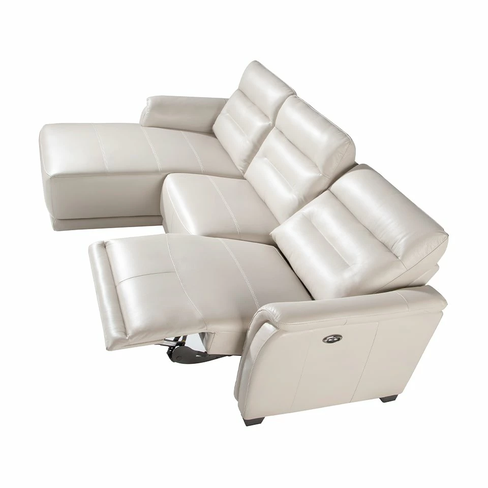 Sofá Chaise Longue (L) Tapizado En Piel De Origen Vacuno Color Gris Taupe Con Mecanismo Relax Eléctrico En Un Asiento. Patas De PVC Efecto Wengué. 3 Sofá Chaise Longue (L) Tapizado En Piel De Origen Vacuno Color Gris Taupe Con Mecanismo Relax Eléctrico En Un Asiento. Patas De PVC Efecto Wengué. - Imagen 3